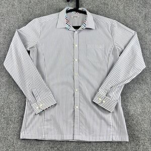 Smart Shirt Mens 100 L Blue White Stripe Long Sleeve Button Down Pocket